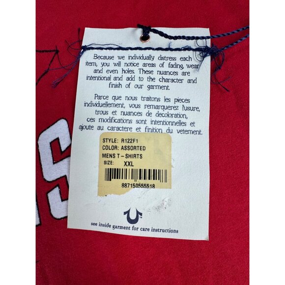 True Religion Mens Graphic Tee XXL Red Cotton Crewneck 1956 - Picture 5 of 12